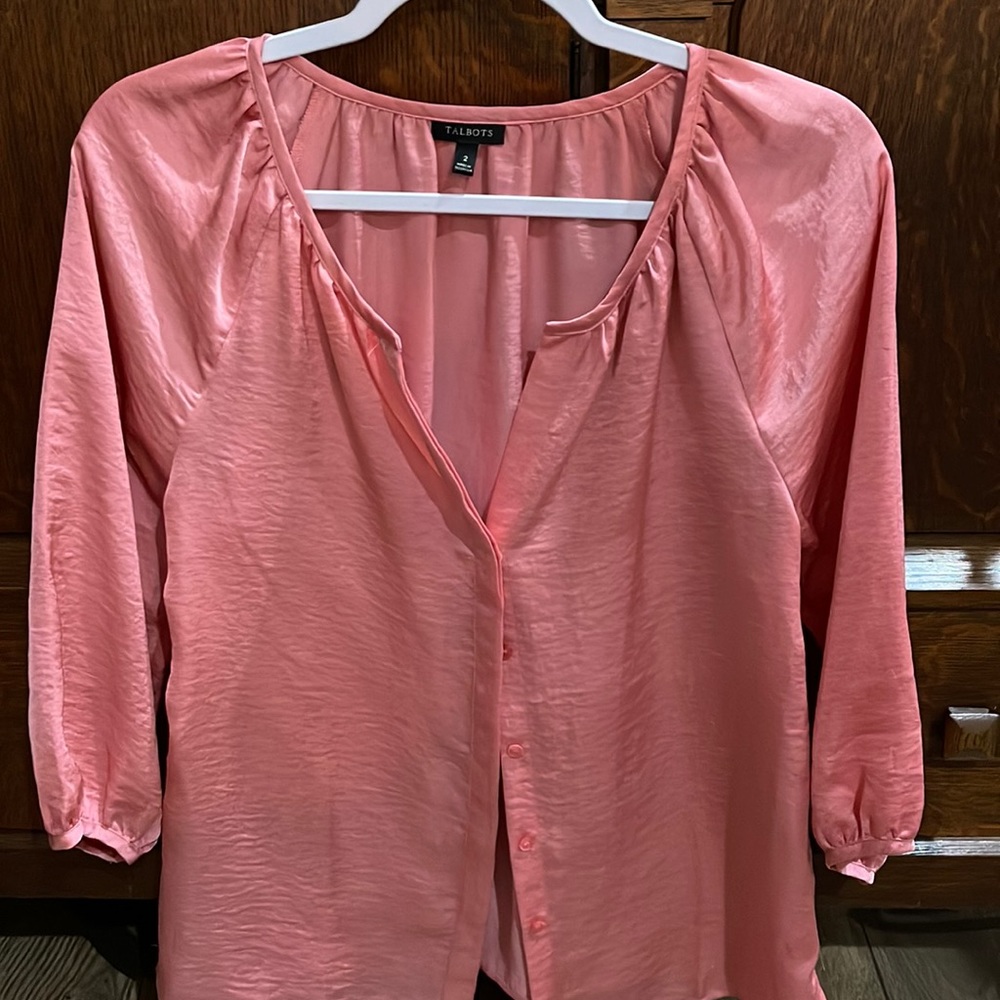 Talbots silk blouse melon color. Size 2